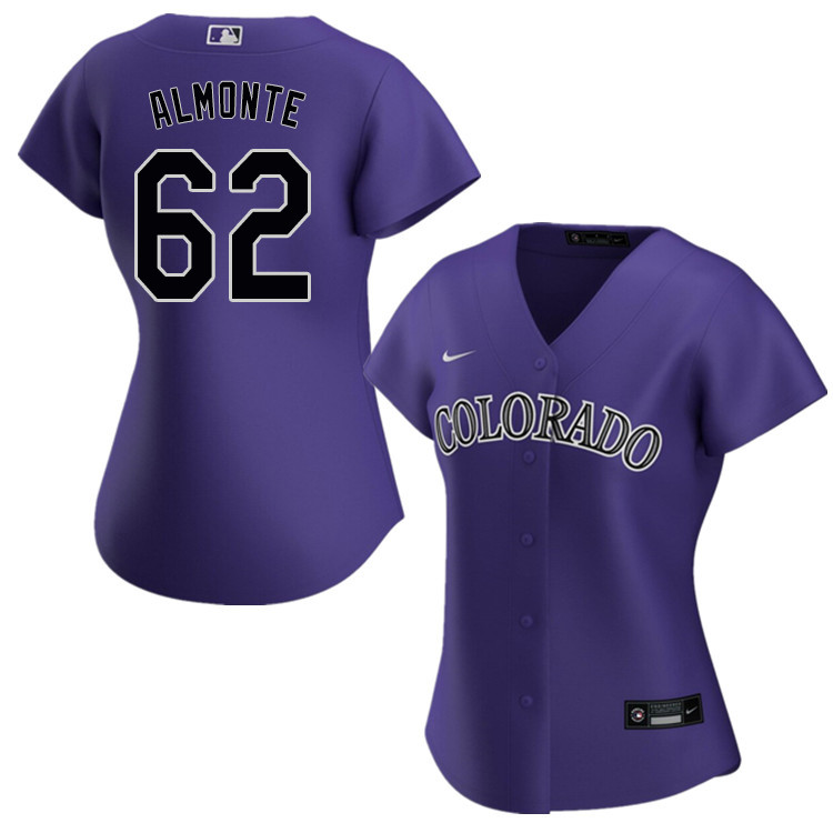 Nike Women #62 Yency Almonte Colorado Rockies Baseball Jerseys Sale-Purple